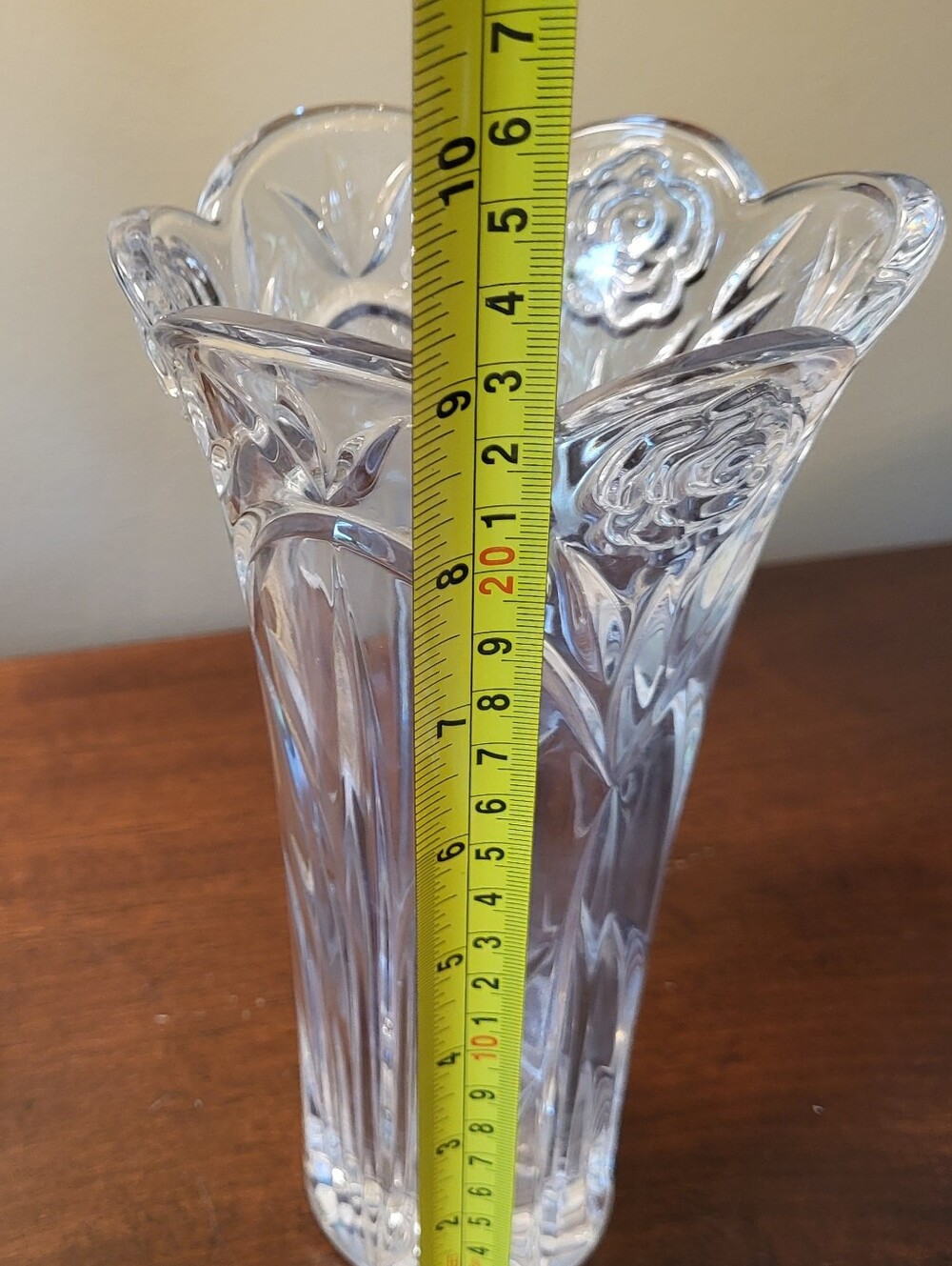 Princess House American Rose 24% Lead Crystal Tapered Candle Holder Vase Floral - Picture 7 of 7